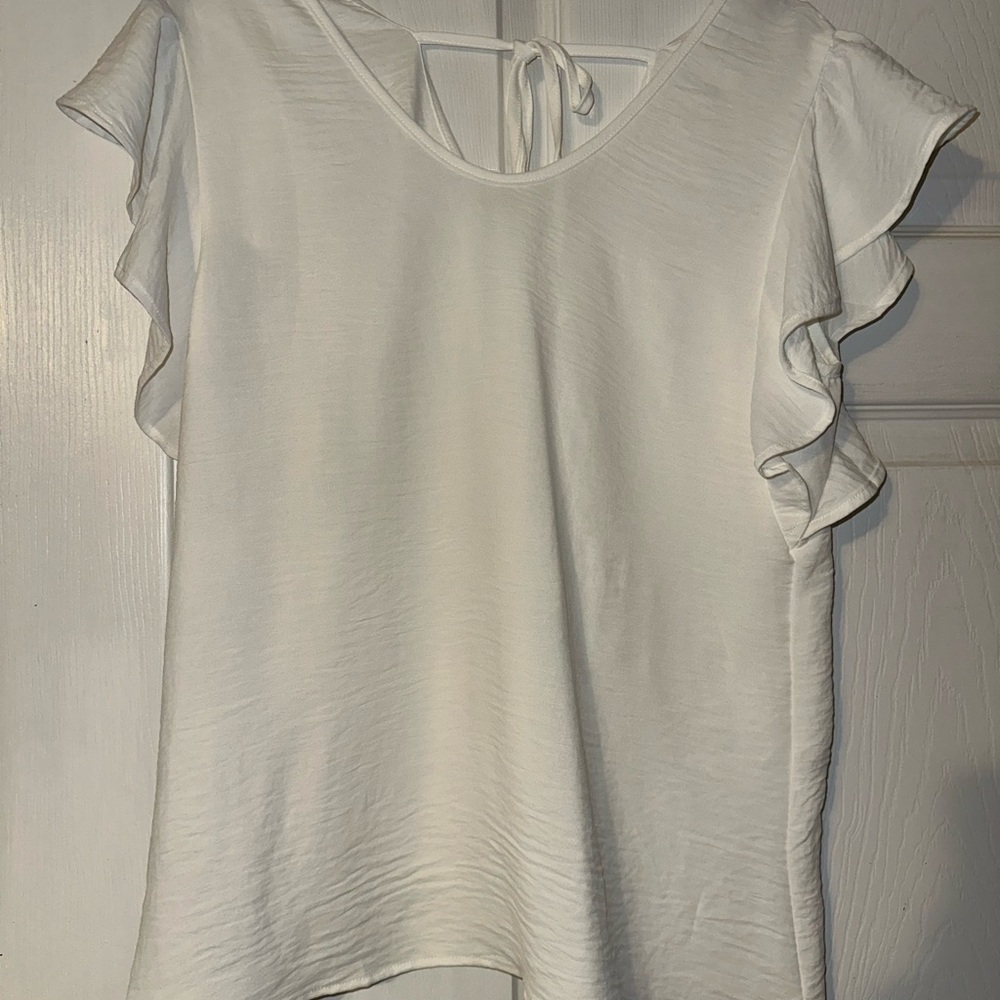 Elegant White Ruffle Sleeve Top